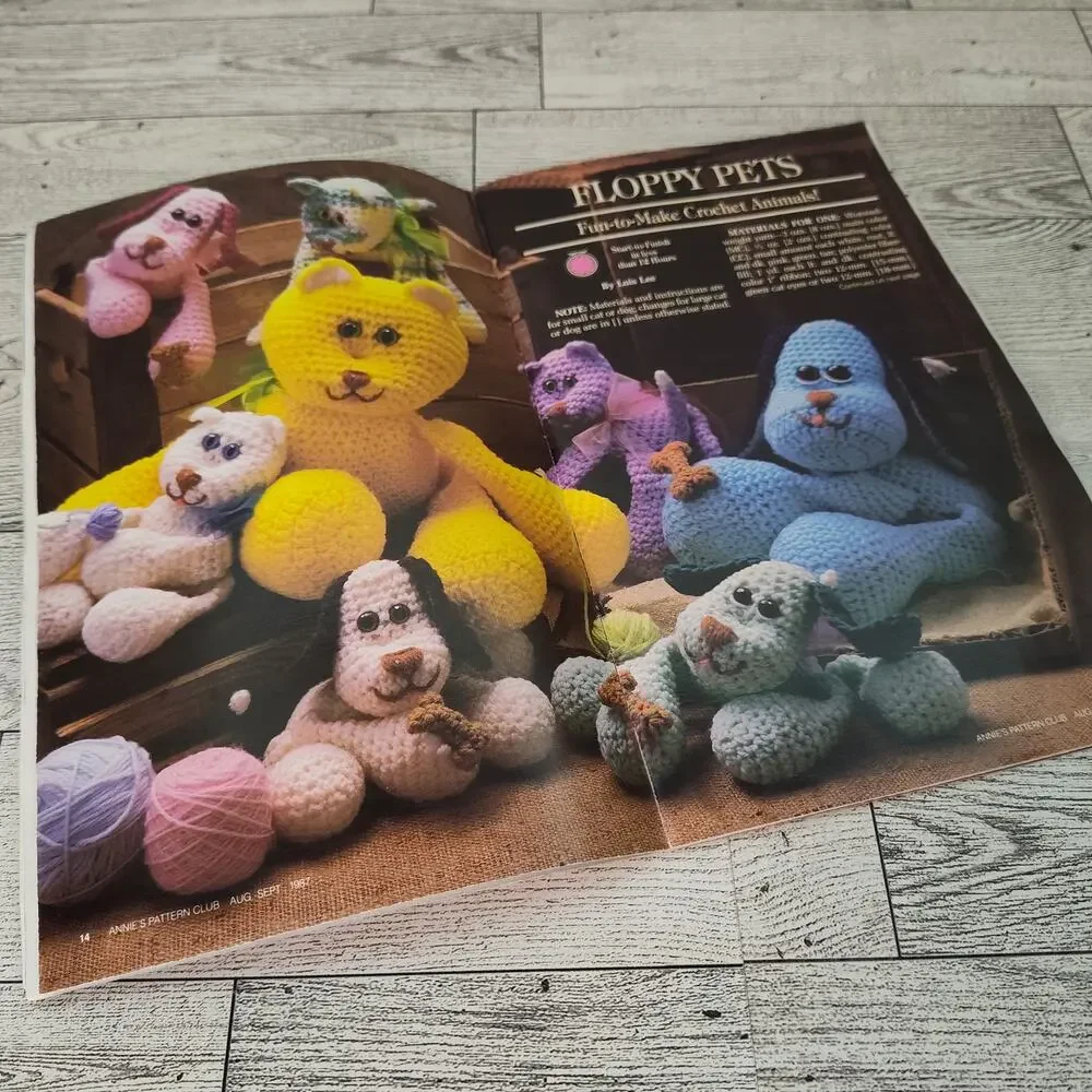 Annies‎ Pattern Club 1987 Vintage Crochet Craft Booklet Floppy Pets Afghan Doily